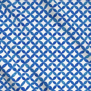 Meterware Circular Blau Weiss