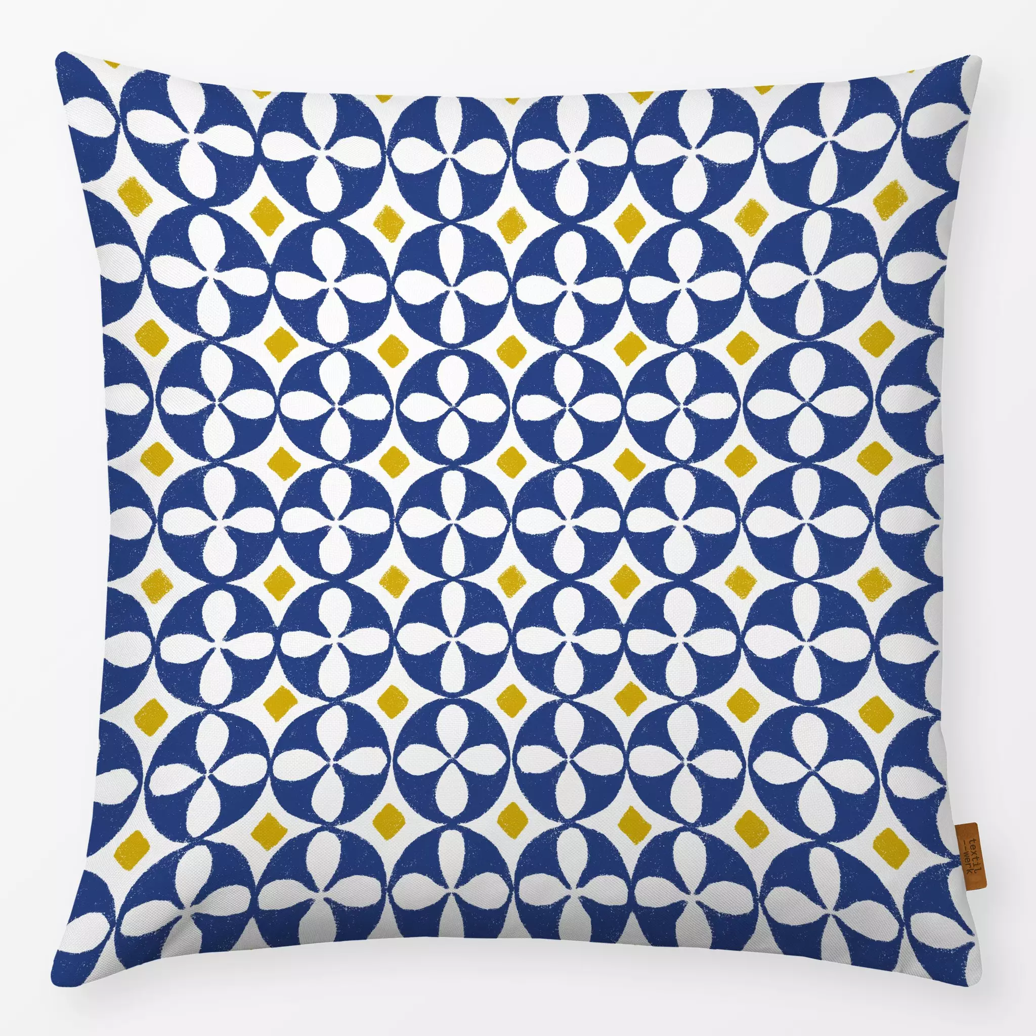 Kissen Kissen Fliesenmuster Blau Gelb