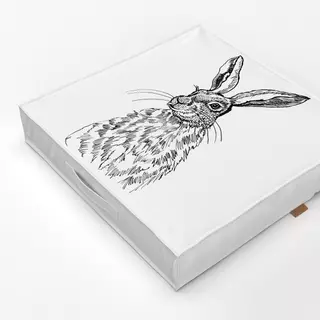 Bodenkissen Hase Tusche Schwarz Weiss
