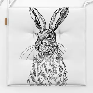 Sitzkissen Hase Tusche Schwarz Weiss