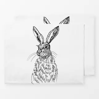 Tischset Hase Tusche Schwarz Weiss