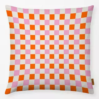 Kissen Karo Orange Rosa Creme