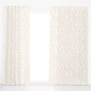 Dekovorhang Ornament Fliese Beige Weiß