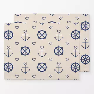 Tischset Anker und Herz Beige Blau