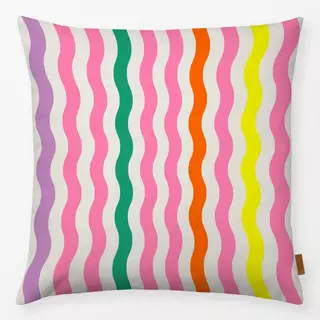 Kissen Wellen Streifen Pink Beige