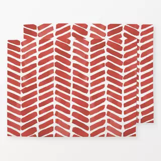 Tischset Chevron Aquarell Erdbeer Rot