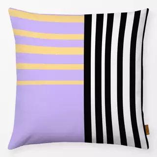 Kissen Stripes lila schwarz weiss