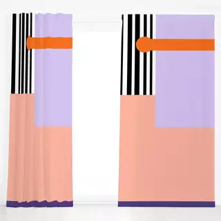 Dekovorhang Black Stripes and lila