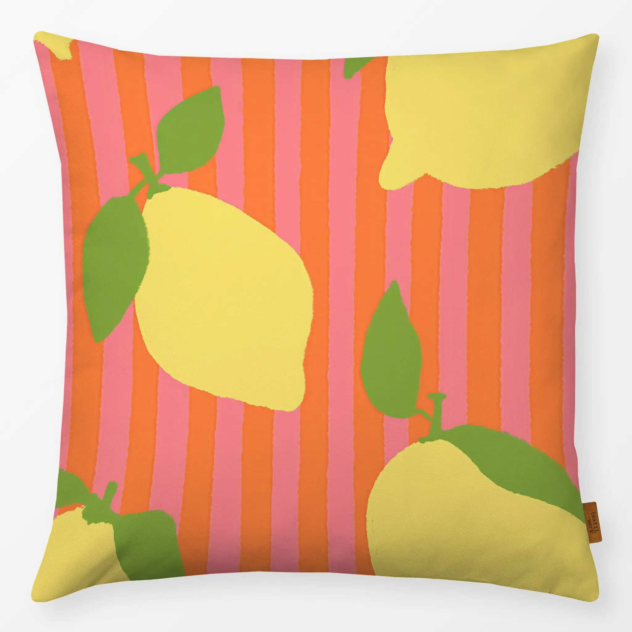 Kissen Kissen Zitronen orange rosa Streifen