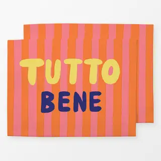 Tischset Tutto Bene orangerosa Streifen