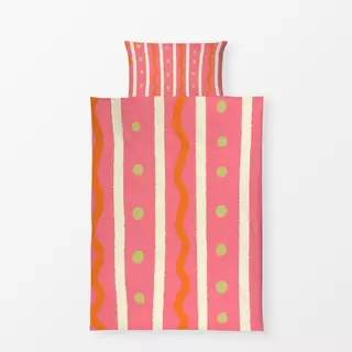 Bettwäsche Steifen rosa orange