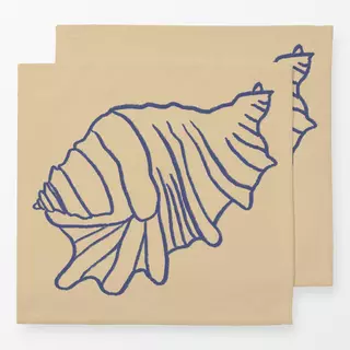 Servietten Muschel Beige Blau
