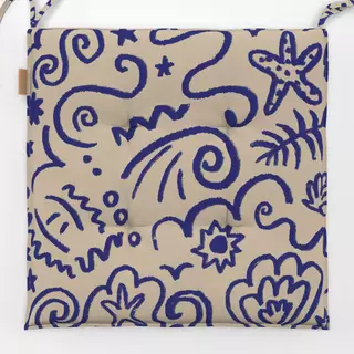 Sitzkissen Strandtag Blau & Beige