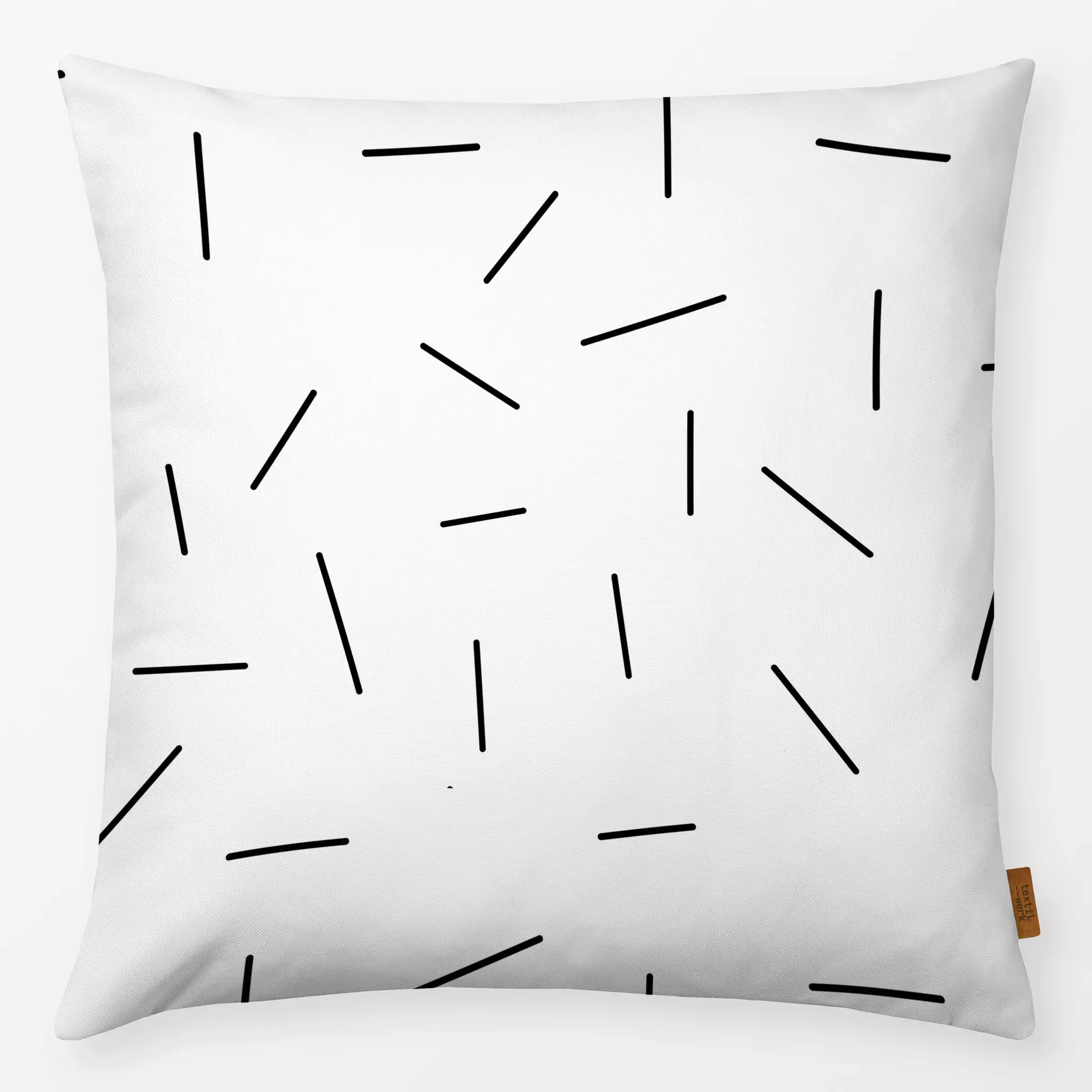 Kissen Streuselkuchen medium - Symbole & Muster - von „Lena Lackmann"; Muster, schwarz, abstrakt, Striche, formen, Weiss