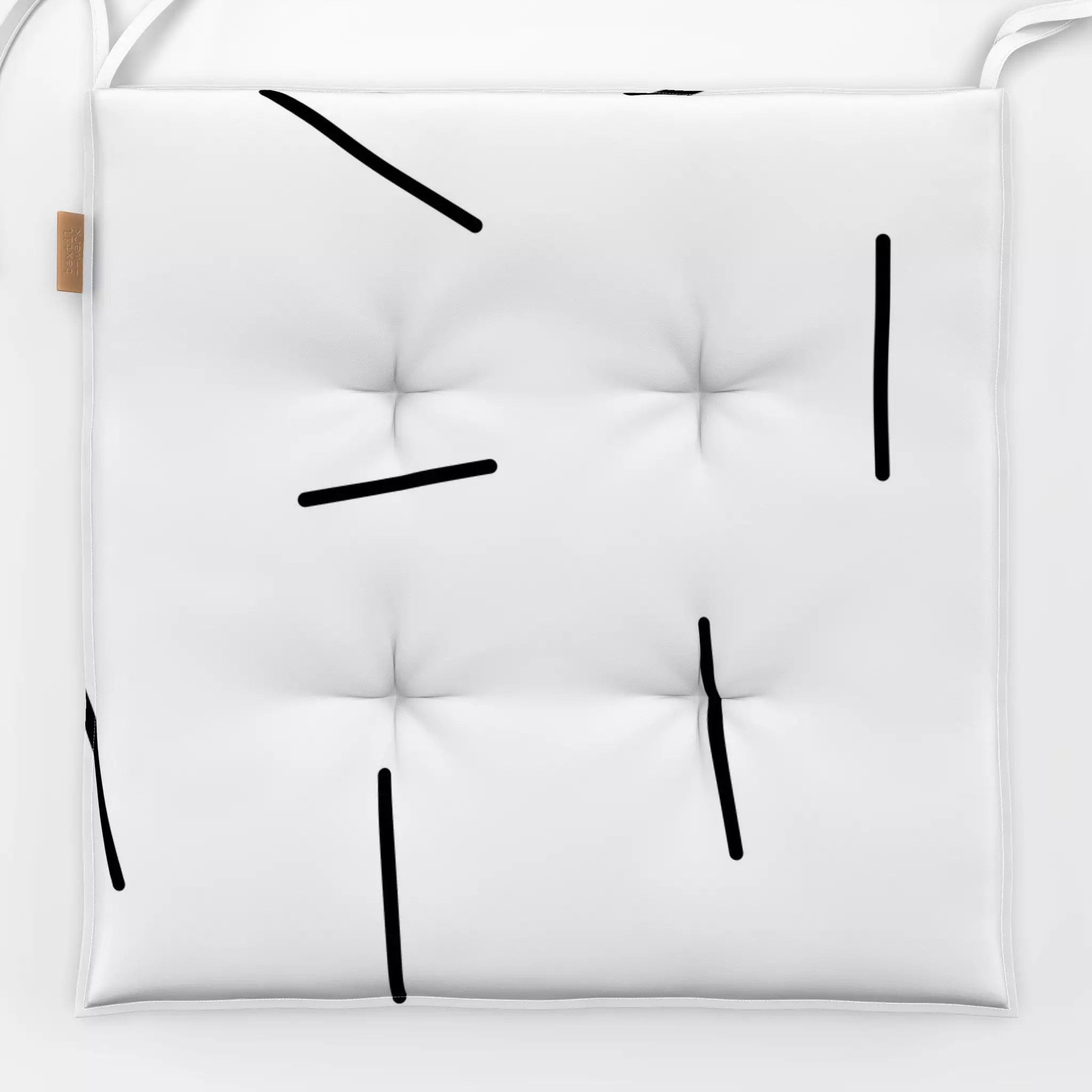 Sitzkissen Streuselkuchen medium - Symbole & Muster - von „Lena Lackmann"; Muster, schwarz, abstrakt, Striche, formen, Weiss