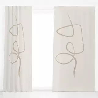 Dekovorhang Ink Strokes 3 Beige Tones