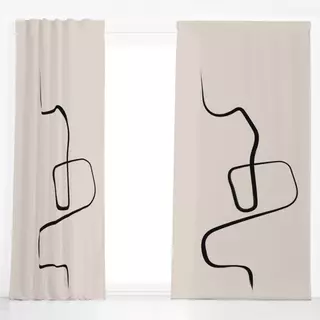 Dekovorhang Ink Strokes 2 Beige And Black