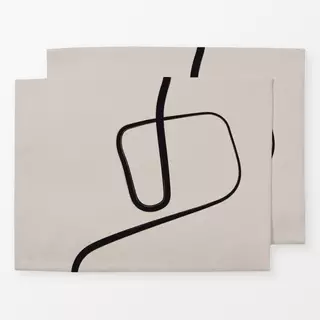 Tischset Ink Strokes 2 Beige And Black
