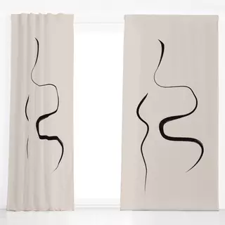 Dekovorhang Ink Strokes 1 Beige And Black