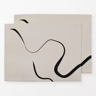 Tischset Ink Strokes 1 Beige And Black