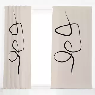 Dekovorhang Ink Strokes 3 Beige And Black