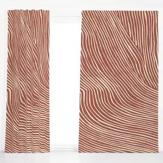 Dekovorhang Terracotta Linocut Stripes