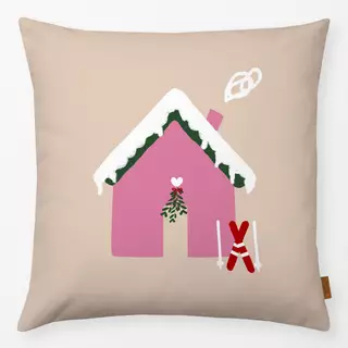 Kissen Berghütte Ski Pink Beige