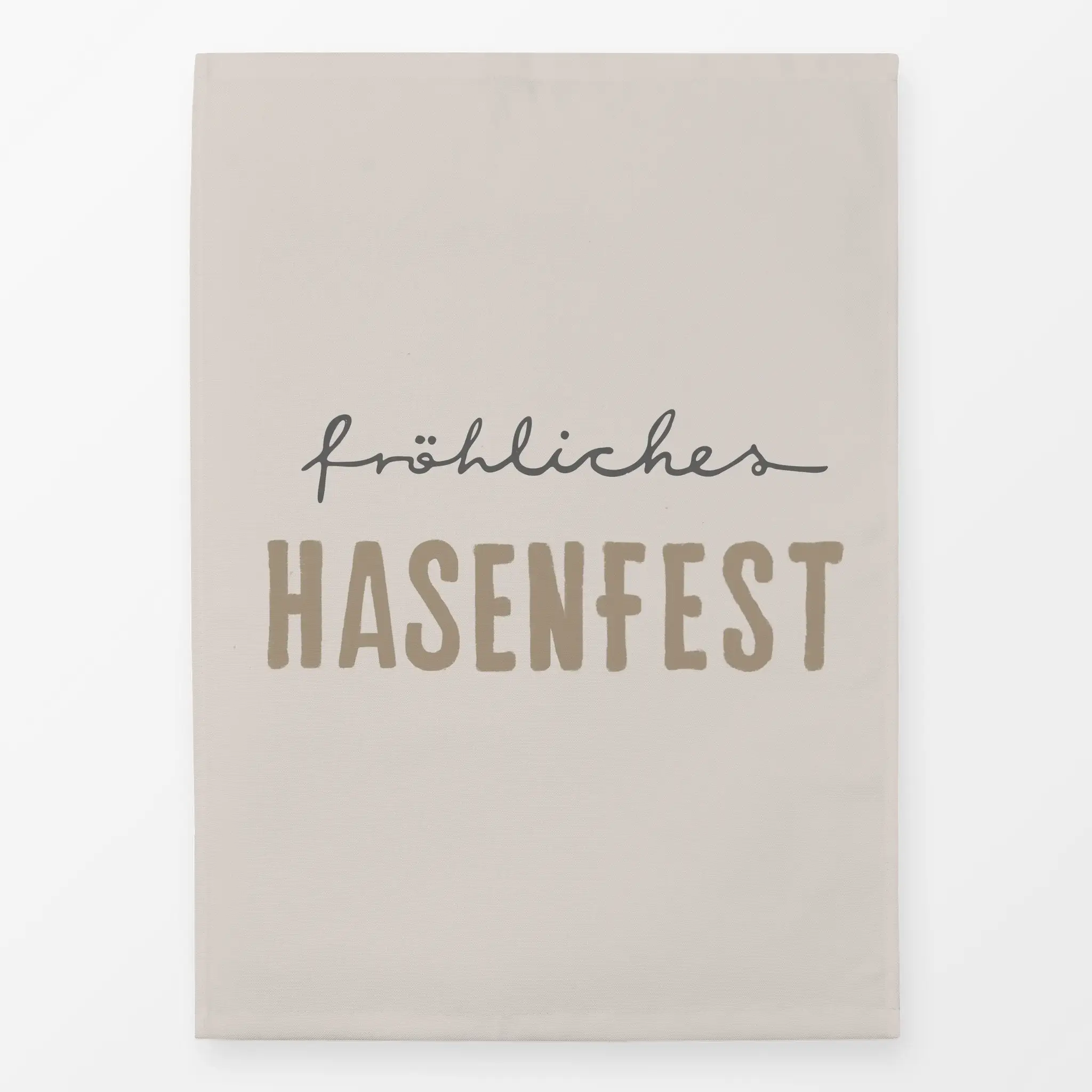 Geschirrtücher Fröhliches Hasenfest Beige - Frühling, Sprüche & Schriftzüge, Ostern - von „Alisa Knöß"; landhaus, Spruchkiss...