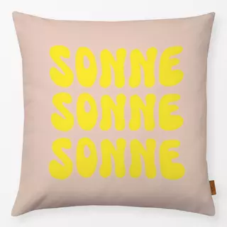 Kissen Sonne Schrift Gelb Beige