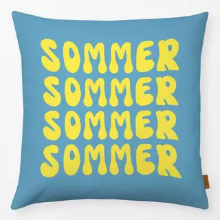 Kissen Sommer Schrift Blau Gelb