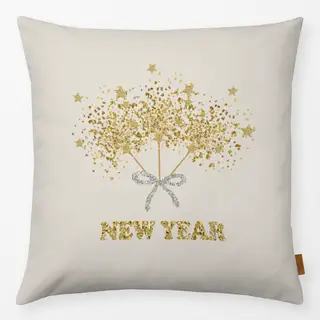 Kissen New Year Wunderkerzen Glitzer Gold