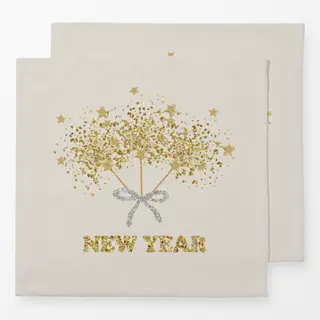 Servietten New Year Wunderkerzen Glitzer Gold