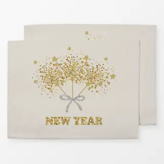 Tischset New Year Wunderkerzen Glitzer Gold