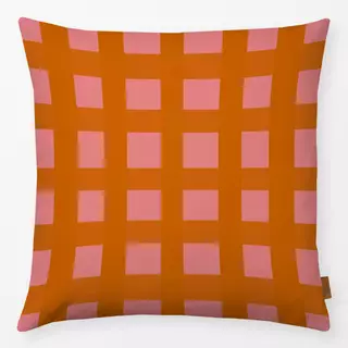 Kissen Herbstkaro Pink Orange