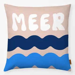 Kissen Meer Wellen Blau Beige