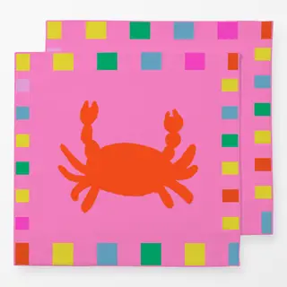 Servietten Krebs Bunter Rahmen Pink