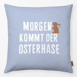 Kissen Osterspruch Hase Hellblau