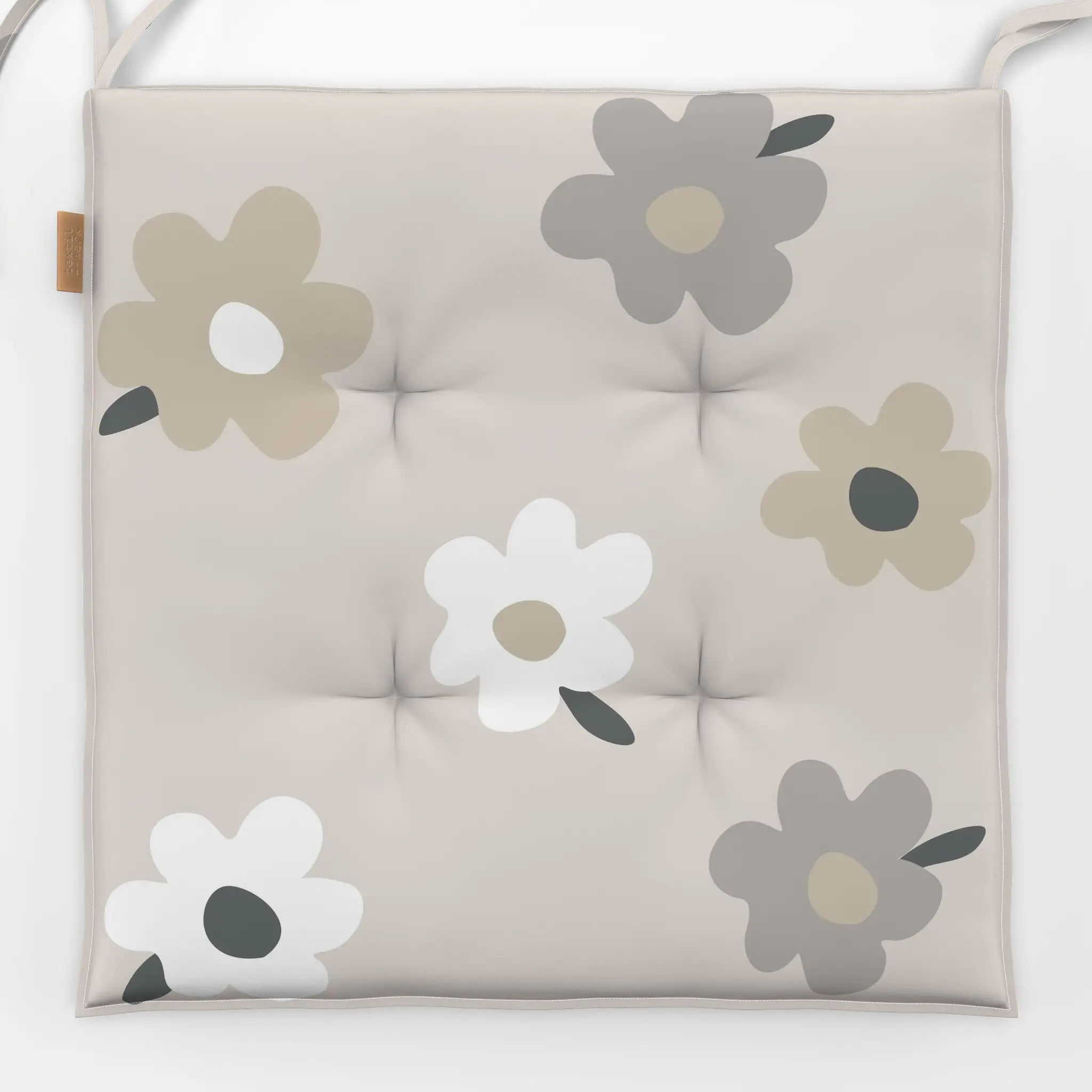 Sitzkissen Frühlingsblumen Mischung Beige - Blumen & Florales, Frühling, Ostern - von „Alisa Knöß"; skandinavisch, Muttertag...