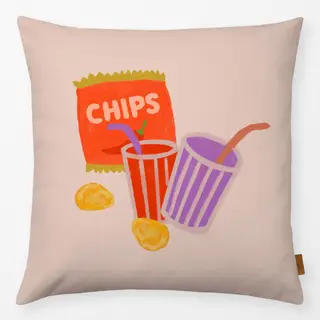 Kissen Chips Drinks Auf Beige