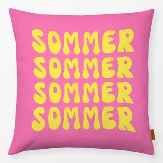 Kissen Sommer Schrift Pink Gelb