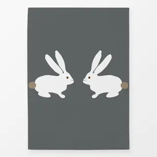 Geschirrtücher Zwei Osterhasen Weiß Grau