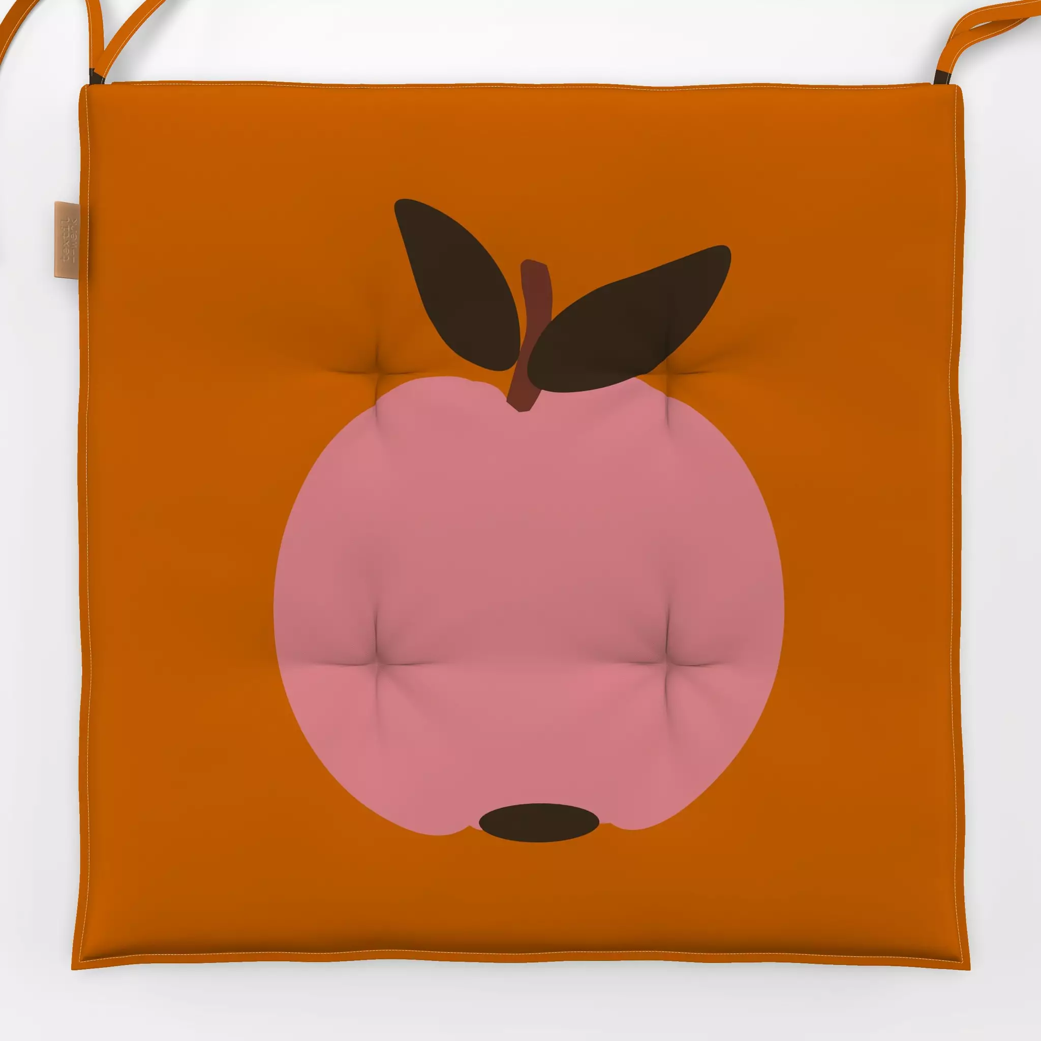 Sitzkissen Apfel Pink Auf Orange - Herbst, Sommer, Früchte - von „Alisa Knöß"; Obst, skandinavisch, Apfel, Kinderzimmer, Her...