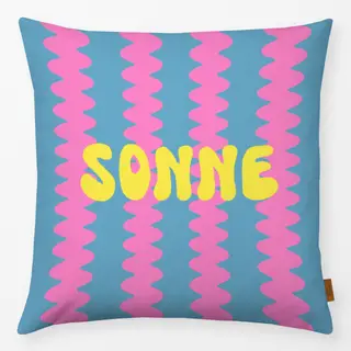 Kissen Sonne Wellenstreifen Pink Blau