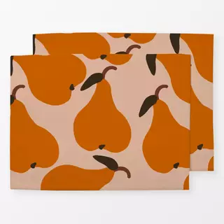 Tischset Große Birnen Orange Auf Beige
