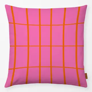 Kissen Pink Orange Kariert