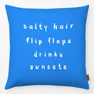 Kissen Summer Vibes Weiß Auf Azurblau