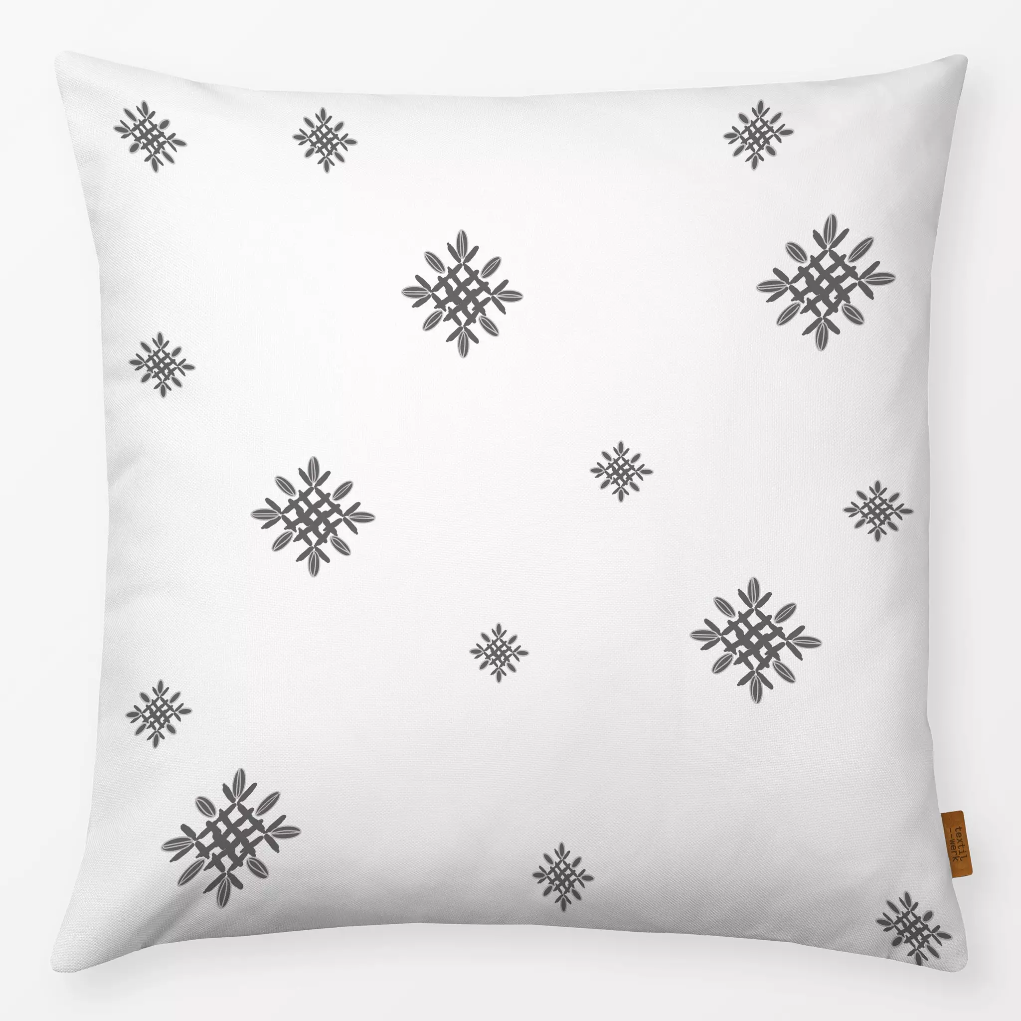 Kissen Strohsterne Grau - Weihnachten, Winter, Symbole & Muster - von „Alisa Knöß"; skandinavisch, Schneeflocken, Weihnachts...