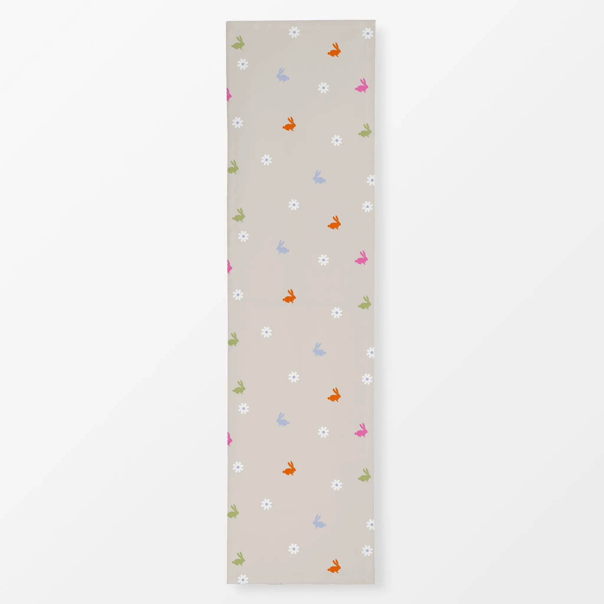 Tischläufer Bunte Hasen Blümchen Beige, Blumen, fürs Kinderzimmer, Ostern, von Alisa Knöß
