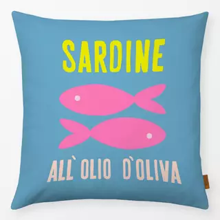 Kissen Sardinen Fische Dose Auf Blau