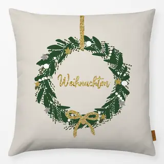 Kissen Weihnachtskranz Glitzer